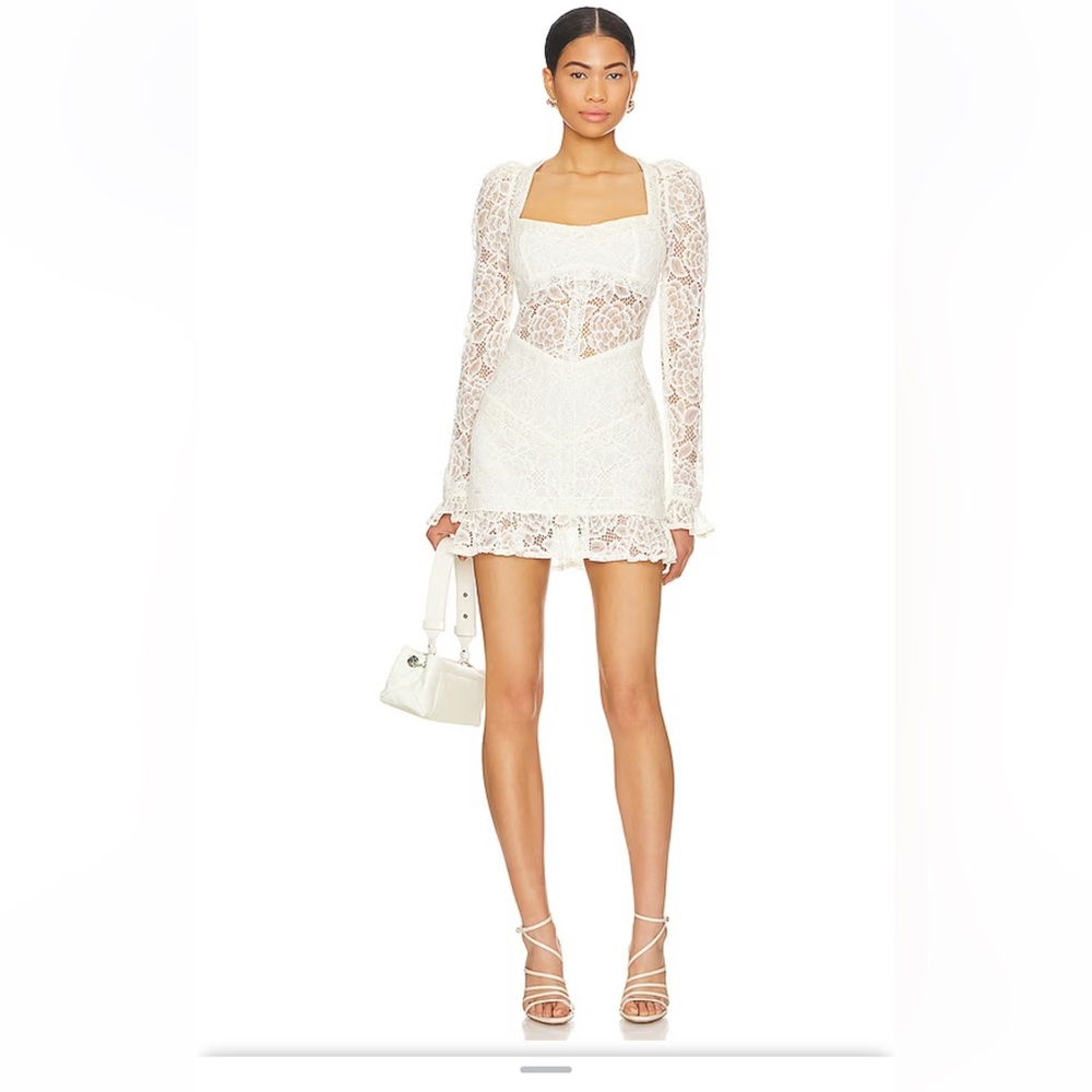 NWT! For Love & Lemons beautiful white/ivory lace dress. Never worn! Size XS